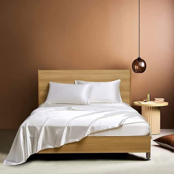 Lakan 160x200cm Vit satinhuv 30 cm Mönster sidenlakan Lakan 160 x 200cm Vanligt Slät Andas för tjock madrass