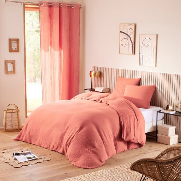 Komplett paket med 4 stycken "Noah" bomullsgaze 240 x 220 för 160 cm dubbelsäng - Blush bomullsgaze