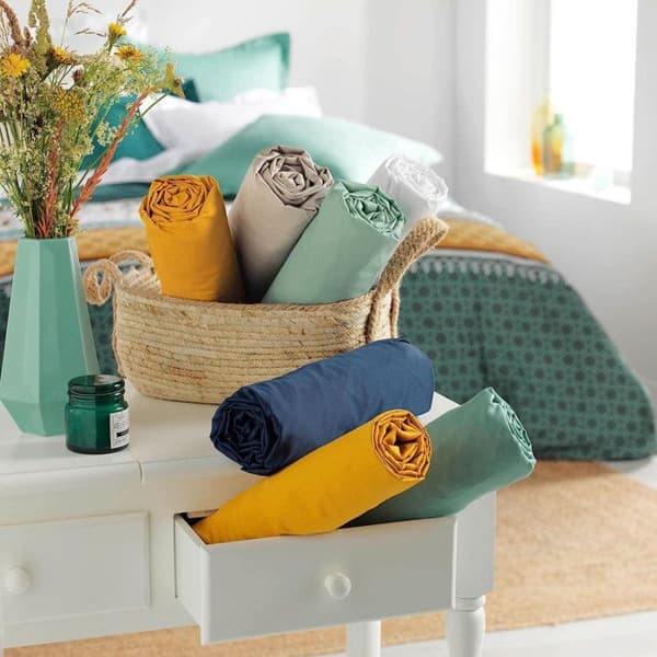 Drap Housse i Bomull "Biolina" 140x190cm Smaragd