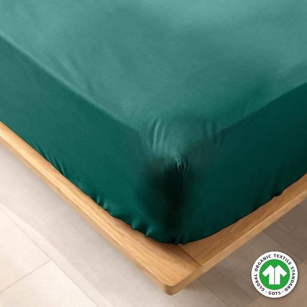 Drap Housse i Bomull "Biolina" 140x190cm Smaragd