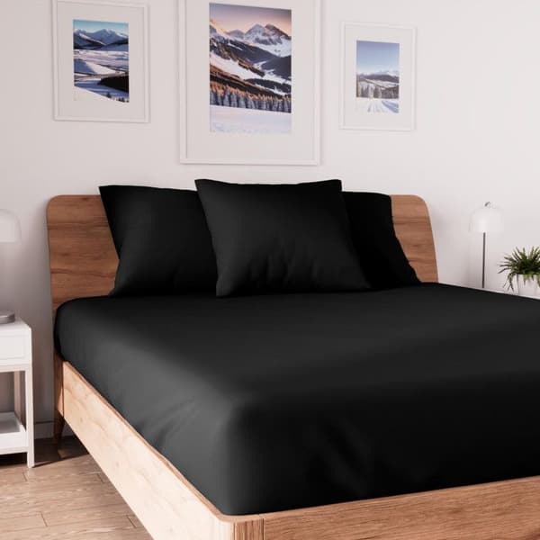Lakan i bomull 140x190 cm svart JERSEY, av Soleil d'ocre