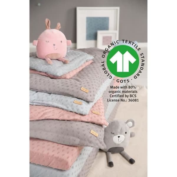 ROBA Lil Planet Organic Babybäddset - Påslakan 100x135 + Örngott 40x60 - Silvergrå