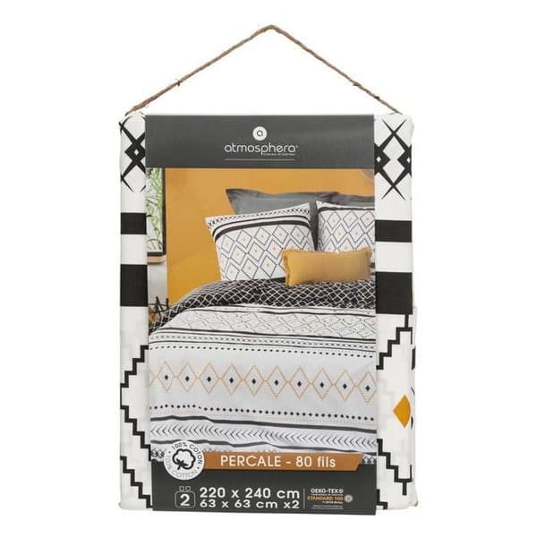 Sängkläder - ATMOSPHERA - Etniss - Percale - 240x220 cm - Svart och Vitt