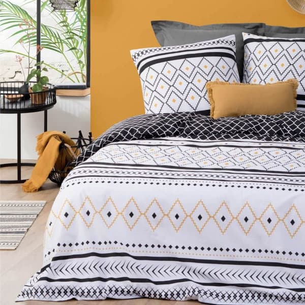 Sängkläder - ATMOSPHERA - Etniss - Percale - 240x220 cm - Svart och Vitt
