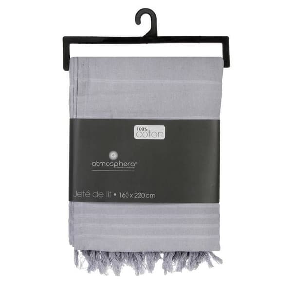 Sängöverkast - ATMOSPHERA - Ljusgrå - 160x220 cm - 100% Bomull - Tvättbar