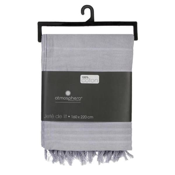 Sängöverkast - ATMOSPHERA - Ljusgrå - 160x220 cm - 100% Bomull - Tvättbar