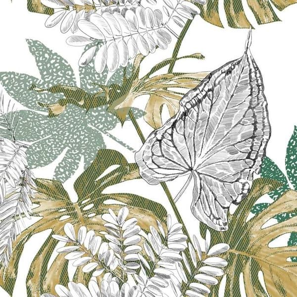 Sängkläder - ATMOSPHERA - Monstera Vit - 240x220cm - Bomull - 2 örngott