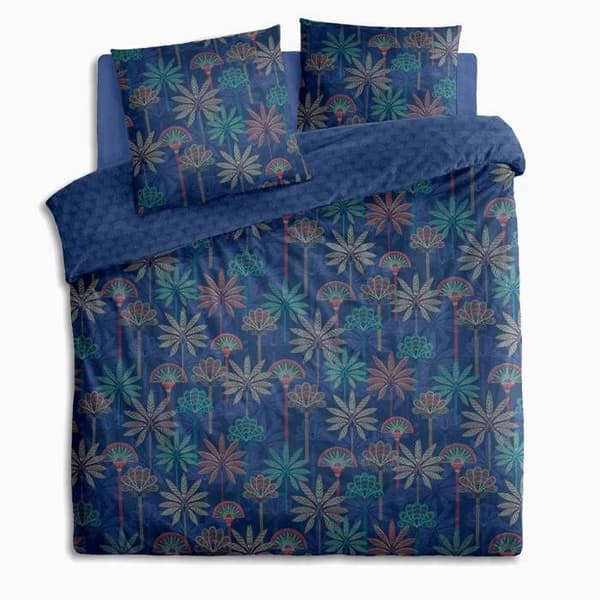Sängkläder med tryck "Papira" i bomull 240x220cm - Mörkblå - Atmosphera inredningsdesigners