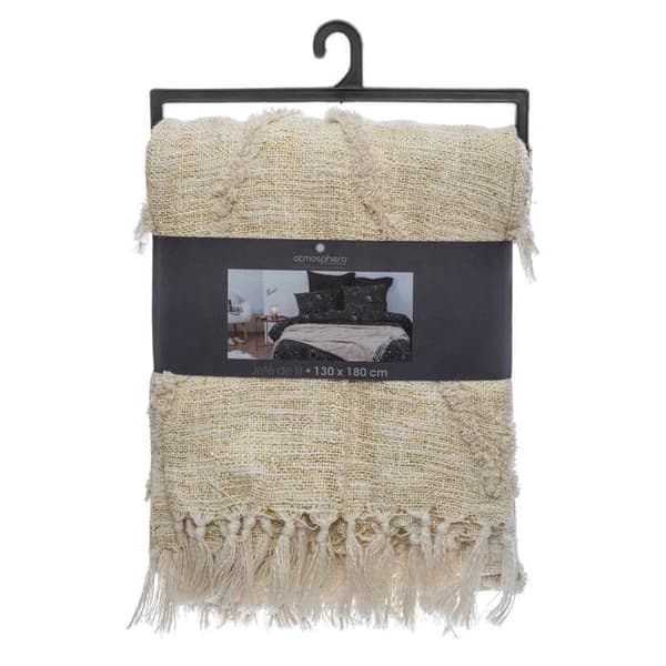 Sängkast "Shine" i bomull &amp; lurex - elfenben 130x180 cm - Beige - Atmosphera inredningsdesigners