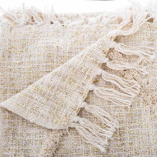 Sängkast "Shine" i bomull &amp; lurex - elfenben 130x180 cm - Beige - Atmosphera inredningsdesigners
