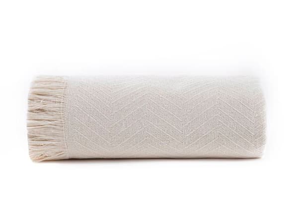Todocama - PRCCECR230260 - Multifunktionellt täcke tillverkat i Spanien, i Chevronmönster (230 x 260 cm, kräm)