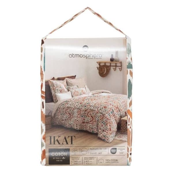 Sängkläder i "Ikat"-tryck 240x220cm - Atmosphera inredningsdesigner - Flerfärgad