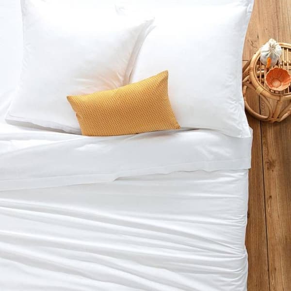 Drap-housse - ATMOSPHERA - Vit - 140x190 cm - Huvud H30 cm - 100% Bomull