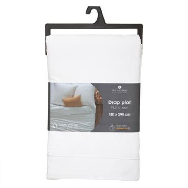 Platt lakan - ATMOSPHERA - Interiör - 240x290cm - 100 % bomull - Vit - 2 personer