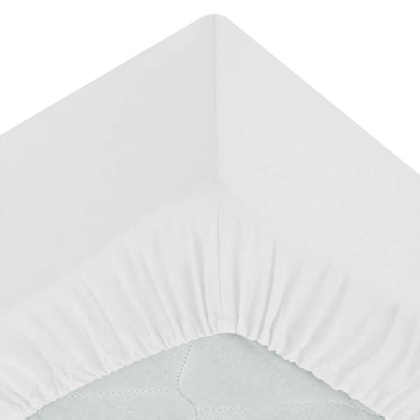 Drap-housse - ATMOSPHERA - Vit - 140x190 cm - Huvud H30 cm - 100% Bomull