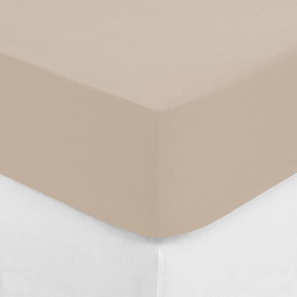 Drap housse - ATMOSPHERA - 2 Personer - Beige linne bomull - 160 x 200 cm - Höjd på fickan 30 cm