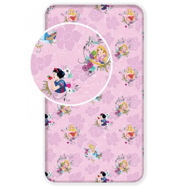 Disney Princess enkellakan i bomull - DISNEY - Rosa - Naturlig - Sovrum - 90 x 200 cm - Tvättbar