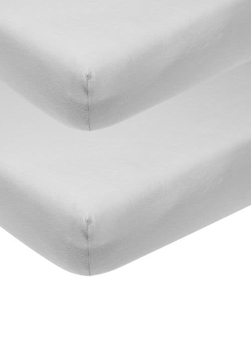 Meyco Baby Uni madrasskydd - paket med 2 - jersey - ljusgrå - 60x120cm