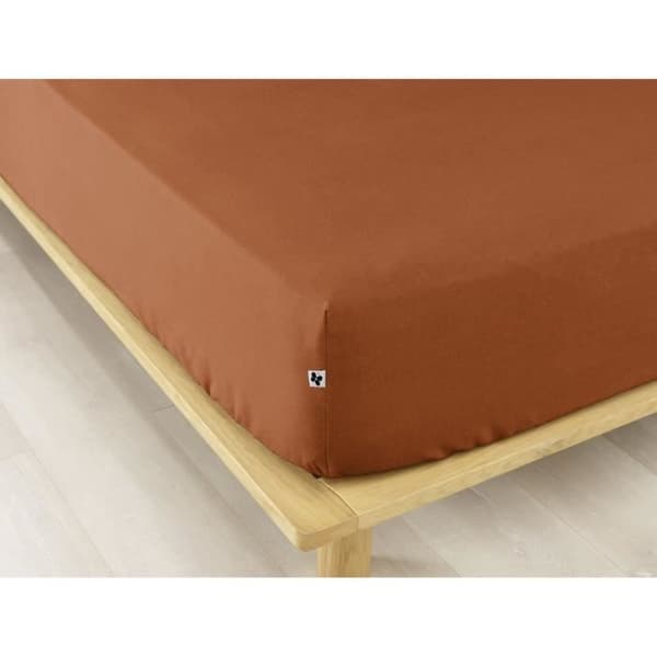 Drap housse flanell 100% bomull 160 x 200 cm CANDICE färg Tomette