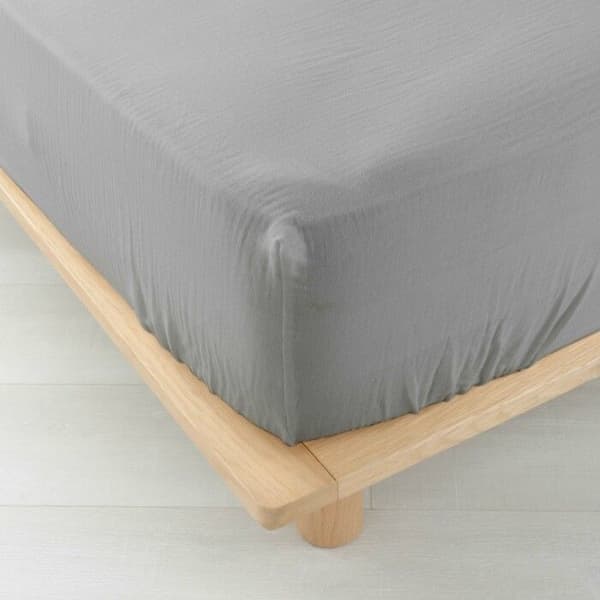 Drap housse 2 personer 160 x 200 cm dubbelgaze bomull 57 trådar Angelia Grå