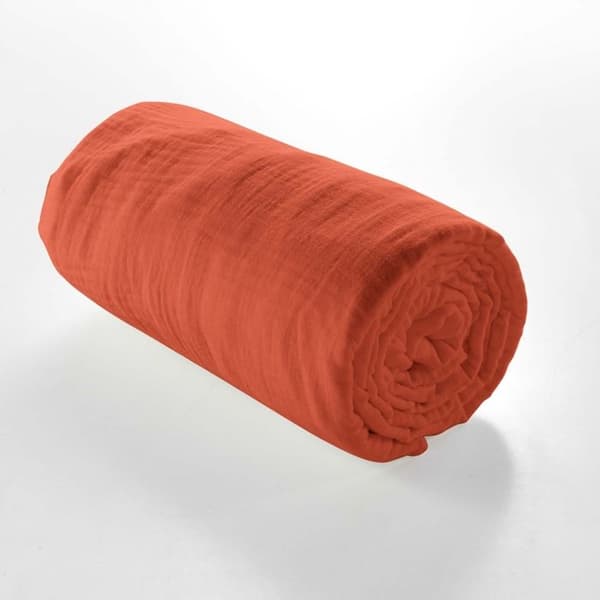 Drap housse 2 personer 140x190 cm dubbel gaze bomull 57 trådar Angelia Orange