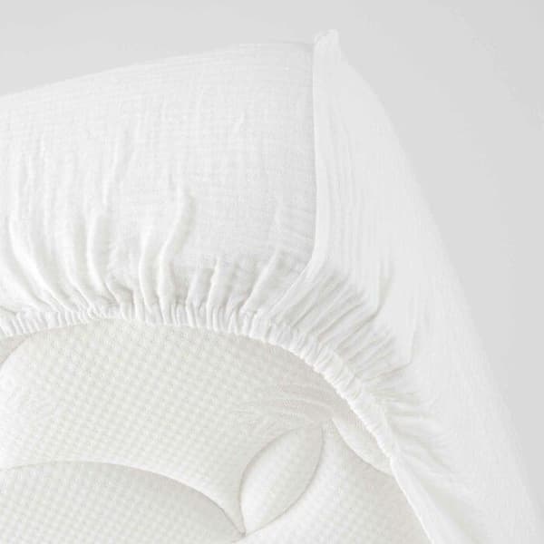 Drap housse 2 personer 160 x 200 cm dubbelgasst bomull 57 trådar Angelia Vit
