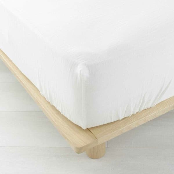 Drap housse 2 personer 160 x 200 cm dubbelgasst bomull 57 trådar Angelia Vit
