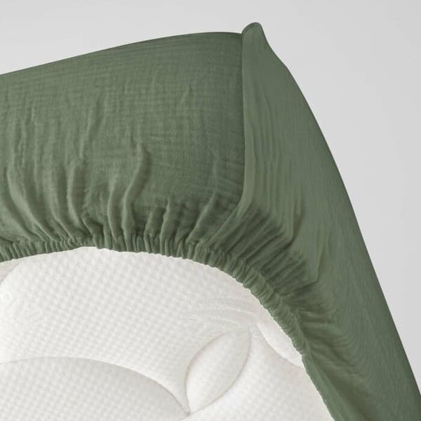 Lakan för 2 personer 160 x 200 cm dubbelt gasväv bomull 57 trådar Angelia Khaki