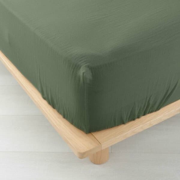 Lakan för 2 personer 160 x 200 cm dubbelt gasväv bomull 57 trådar Angelia Khaki
