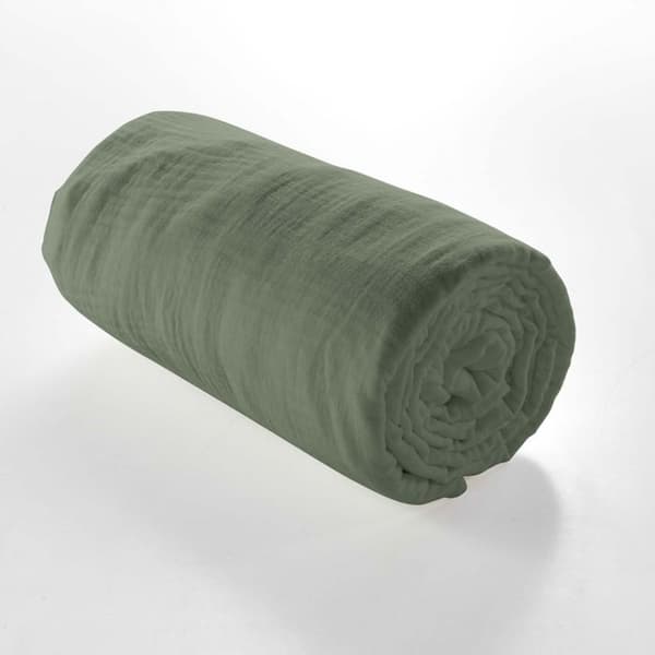 Lakan för 2 personer 160 x 200 cm dubbelt gasväv bomull 57 trådar Angelia Khaki