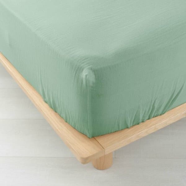 Drap housse 2 personer 160 x 200 cm dubbel gaze bomull 57 trådar Angelia Sauge