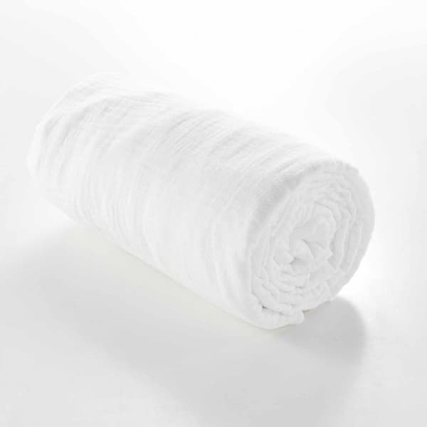 Drap housse 2 personer 140 x 190 cm dubbel gauze bomull 57 trådar Angelia Vit