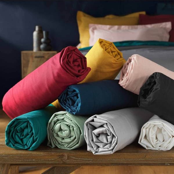 Drap Housse - LINA - 180 x 200 cm - Uni - 57 Trådar - Antracit