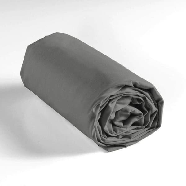 Drap Housse - LINA - 180 x 200 cm - Uni - 57 Trådar - Antracit