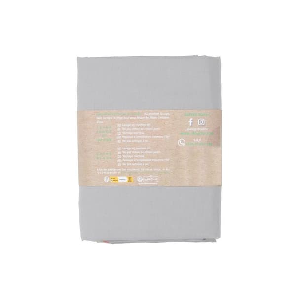 Drap housse i bomull DOULITO - 180x200 cm - GRÅ - Tillverkat i Frankrike