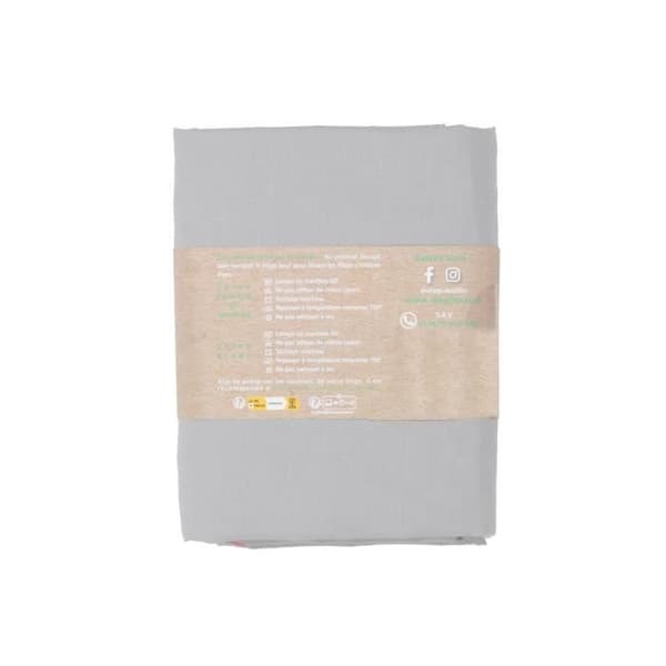 Drap housse - DOULITO - 200x200 cm - Bomull - Grå - Tillverkad i Frankrike
