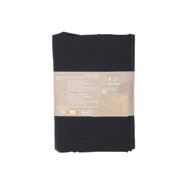 Drap housse - DOULITO - 140x200 cm - Bomull - Svart - Tillverkad i Frankrike