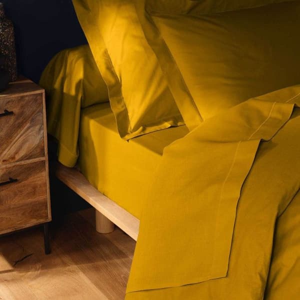 Drap Housse "Lina" 90x190cm Curry