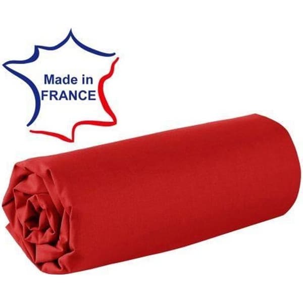 Drap housse - Tillverkat i Frankrike - 80 x 200 cm - 100% bomull - 57 trådar - Bordeaux