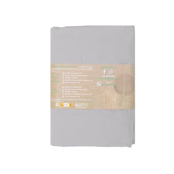 Drap housse Doulito - 90x190 cm - Tillverkad i Frankrike - Bomull - Grå