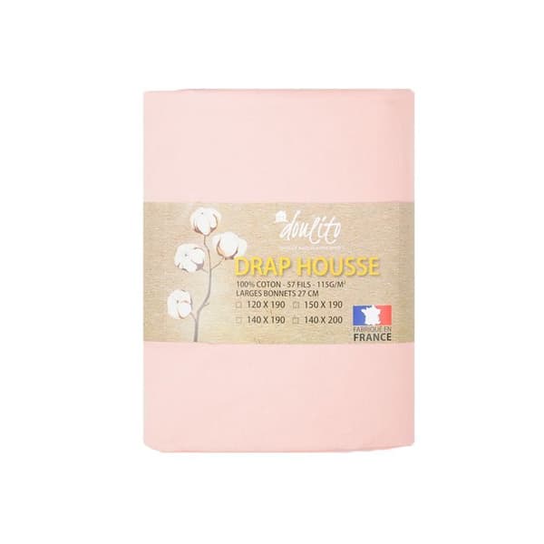 Drap sekundär Doulito - 140x200 cm - Tillverkad i Frankrike - Bomull - Rosa