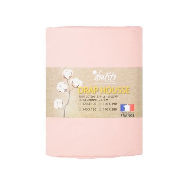Drap housse - DOULITO - 90x190 cm - Bomull - Rosa