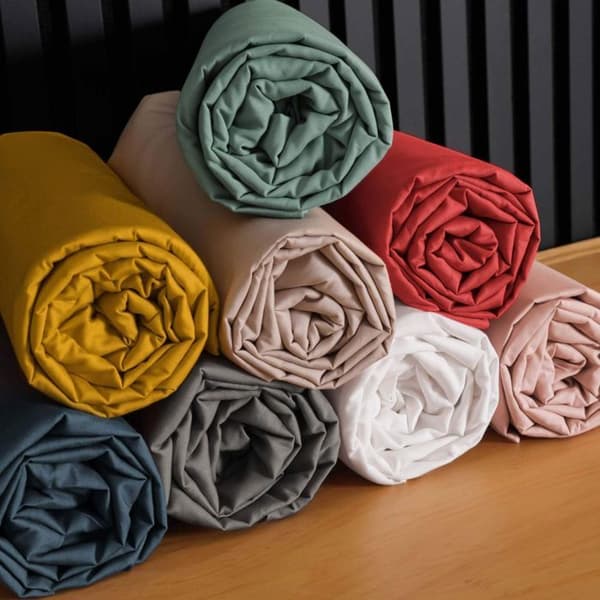Drap housse 90x190 cm - Percale 100% bomull - Bonn 30 cm - Nude