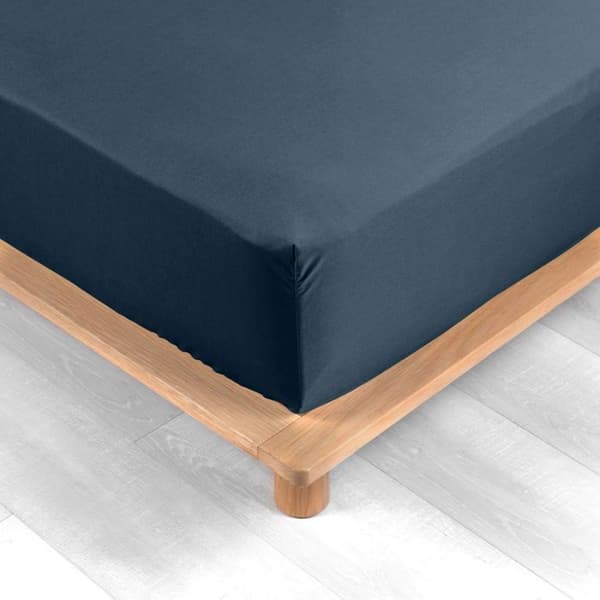 Bäddskärp 90x190 cm - Percale 100% bomull - Mörkblå - DOUCEUR D'INTERIEUR - Huvud 30 cm