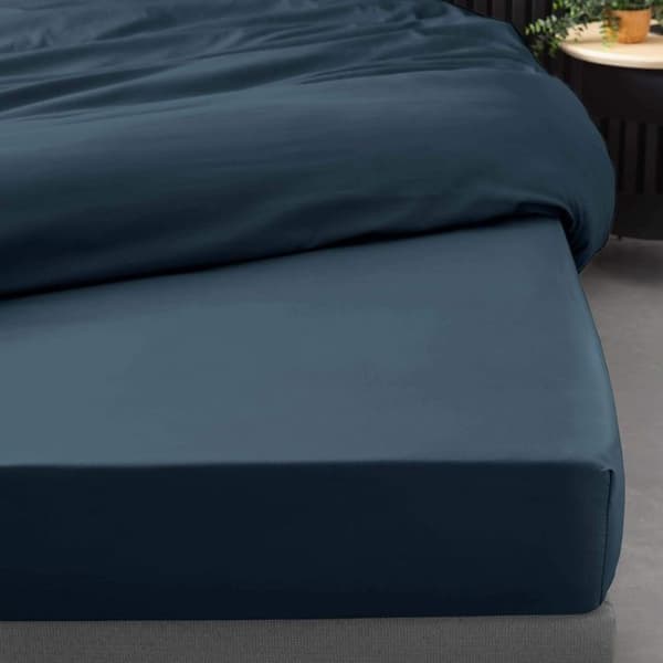 Bäddskärp 90x190 cm - Percale 100% bomull - Mörkblå - DOUCEUR D'INTERIEUR - Huvud 30 cm
