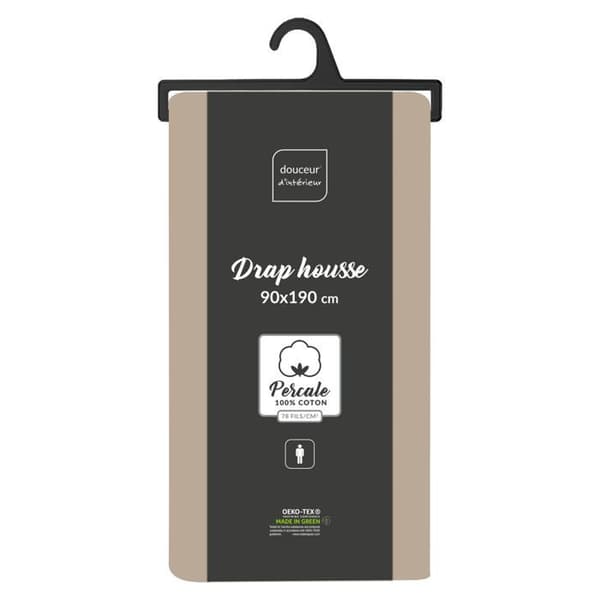 Drahtäck 90x190 cm - Percale 100% bomull - INOMHUS MJUKHET - Sand - Huvud 30 cm
