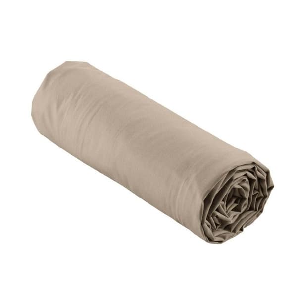 Drap hus 160x200 cm - Percale 100% bomull - Sänggavel 30 cm - Sand - INNEMJUKHET