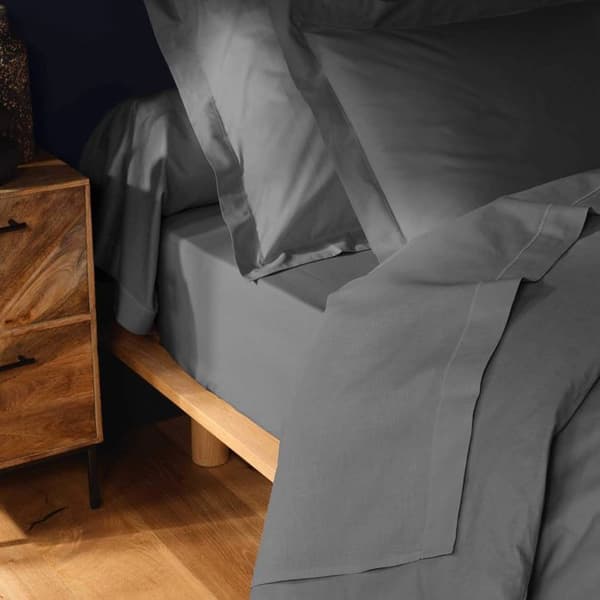 Drap hus 90x190 cm - DOUCEUR D'INTERIEUR - 100% bomull - Antracit - Enfärgad