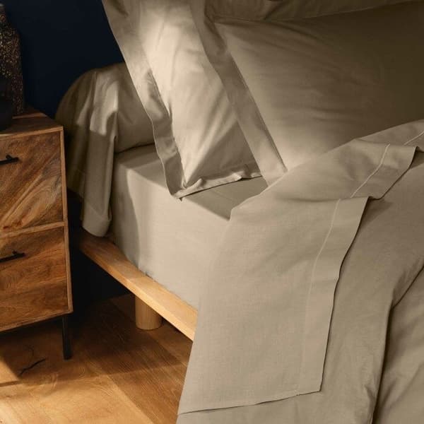 Draht påslakan 90x190 cm - Gummiband 30 cm - 100% bomull - Sand