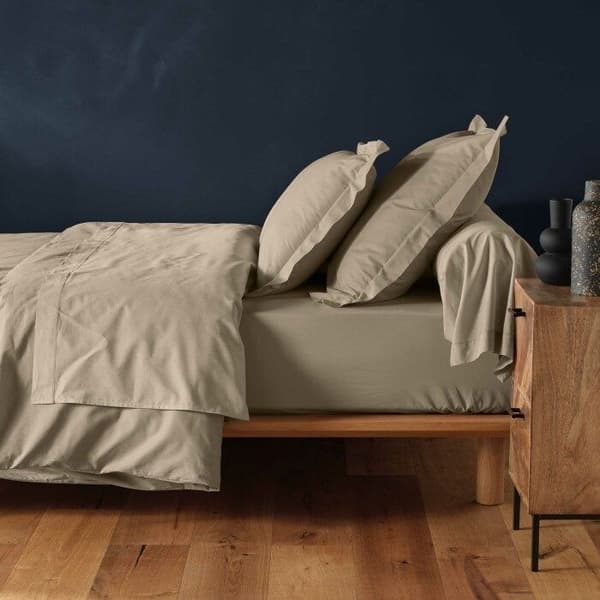 Draht påslakan 90x190 cm - Gummiband 30 cm - 100% bomull - Sand